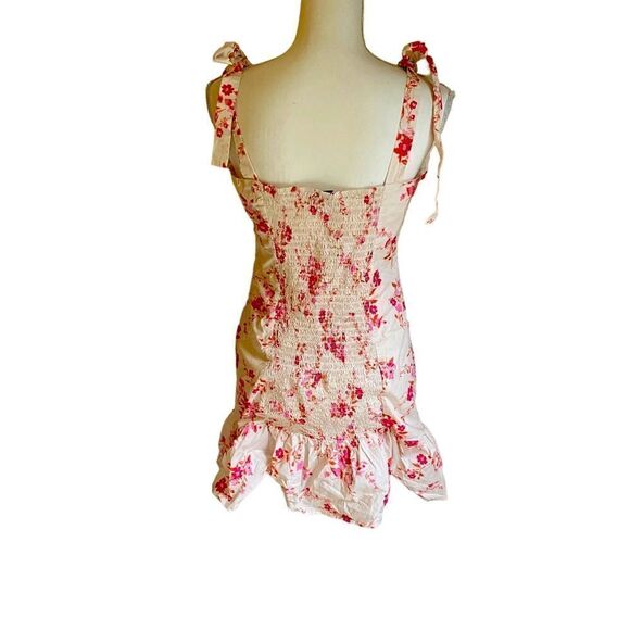Louna Pink Floral Mini Dress Size Medium - Picture 7 of 8